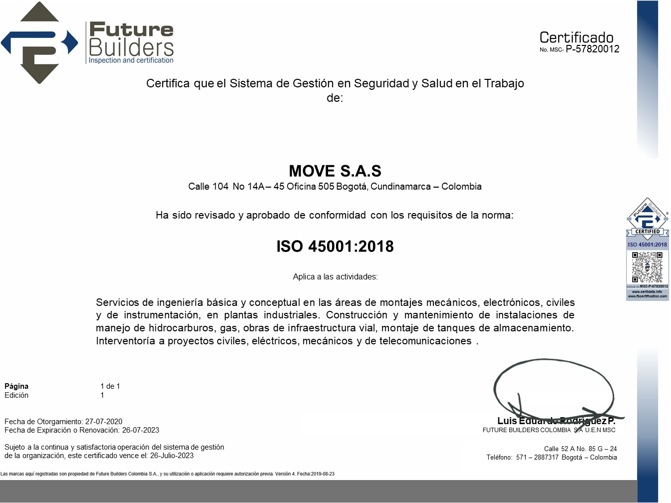 Certificado ISO 45001