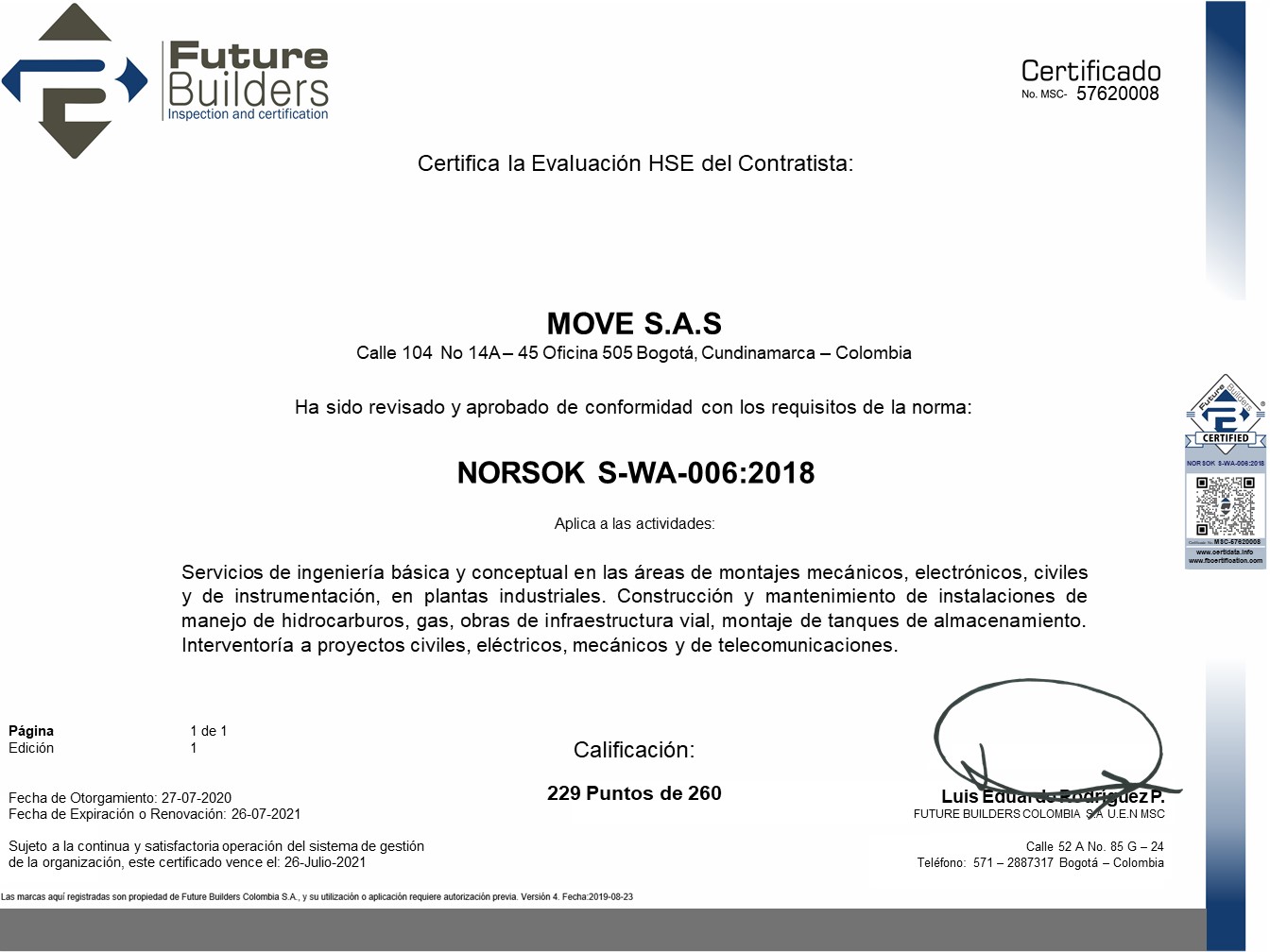 Certificado Norsok